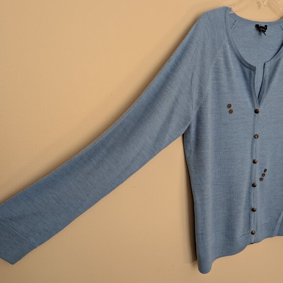 Sky Blue merino wool button detail cardigan XL EUC no brand, tag snipped - Picture 3 of 10